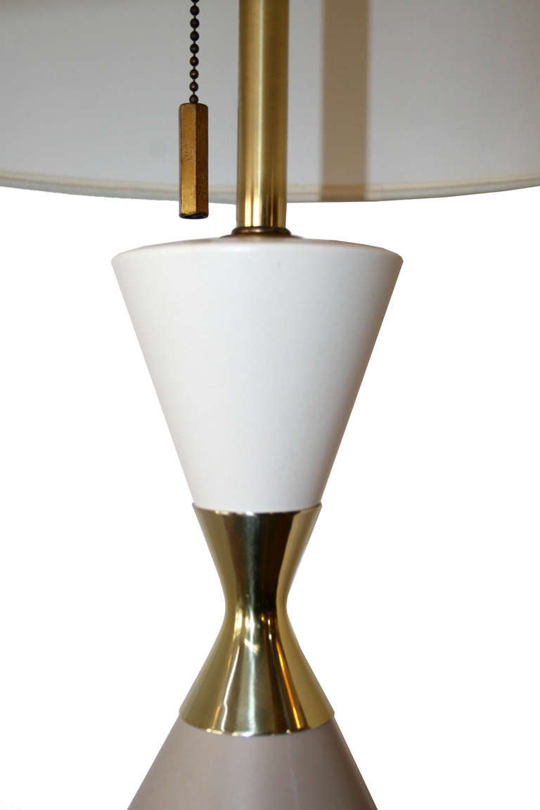 Gerald Thurston For Lightolier Tri Color Ceramic Lamps 1