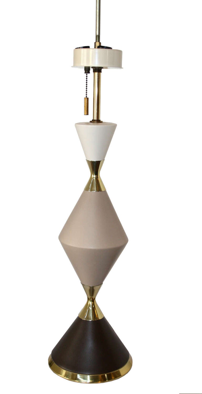 Gerald Thurston For Lightolier Tri Color Ceramic Lamps 3
