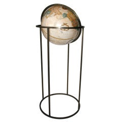 1960's Brass Floor Terrestrial Globe