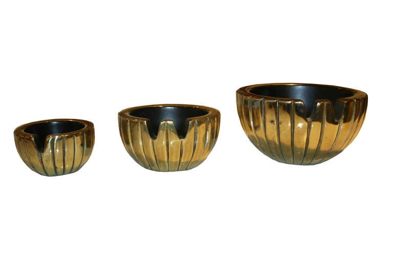 Mid-20th Century Ben Seibel for Jenfredware Set of Three Nesting Brass Bowls