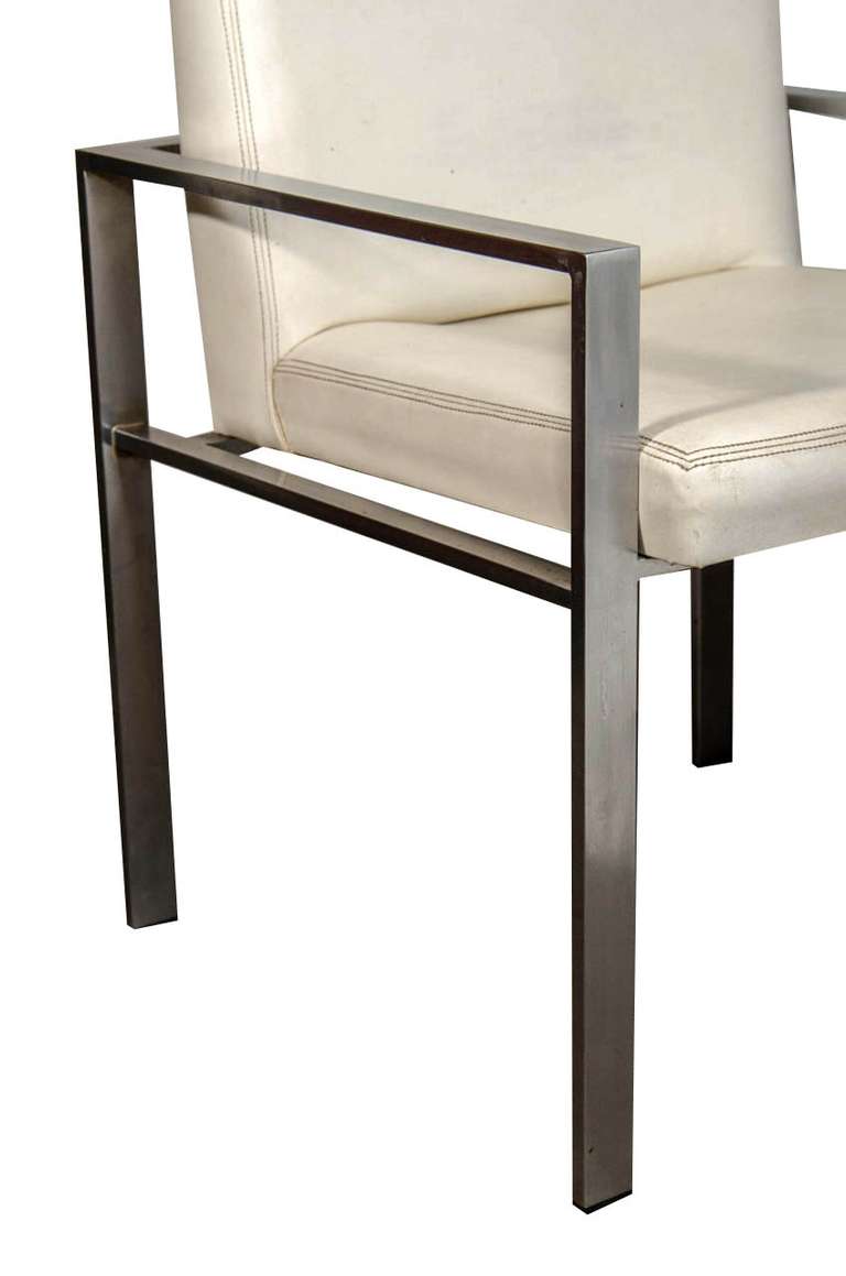 Set of Eight 1970s Aluminium Framed Dining Chairs In Good Condition For Sale In New York, NY