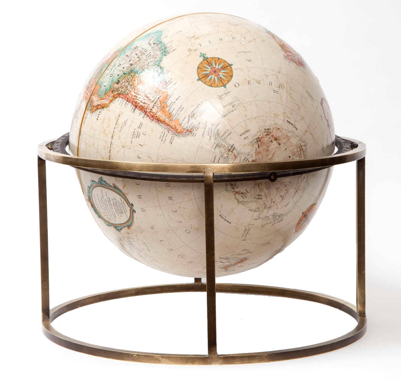 Mid-Century Modern 1960s Brass Tabletop Terrestrial Globe
