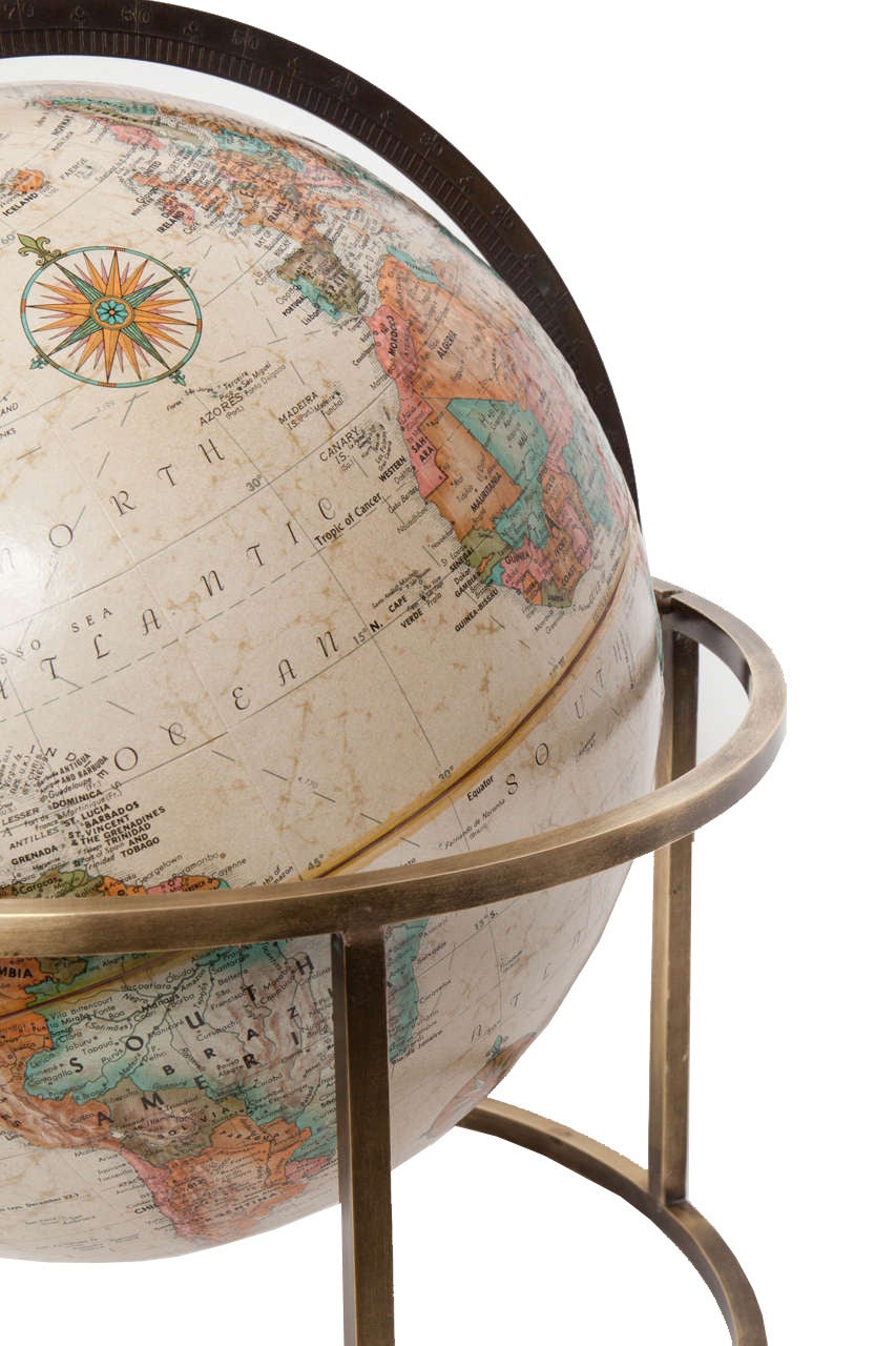 1960s Brass Tabletop Terrestrial Globe In Excellent Condition In New York, NY