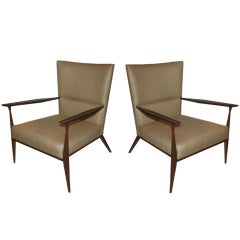 Pair of North  Curved Back Armchairs