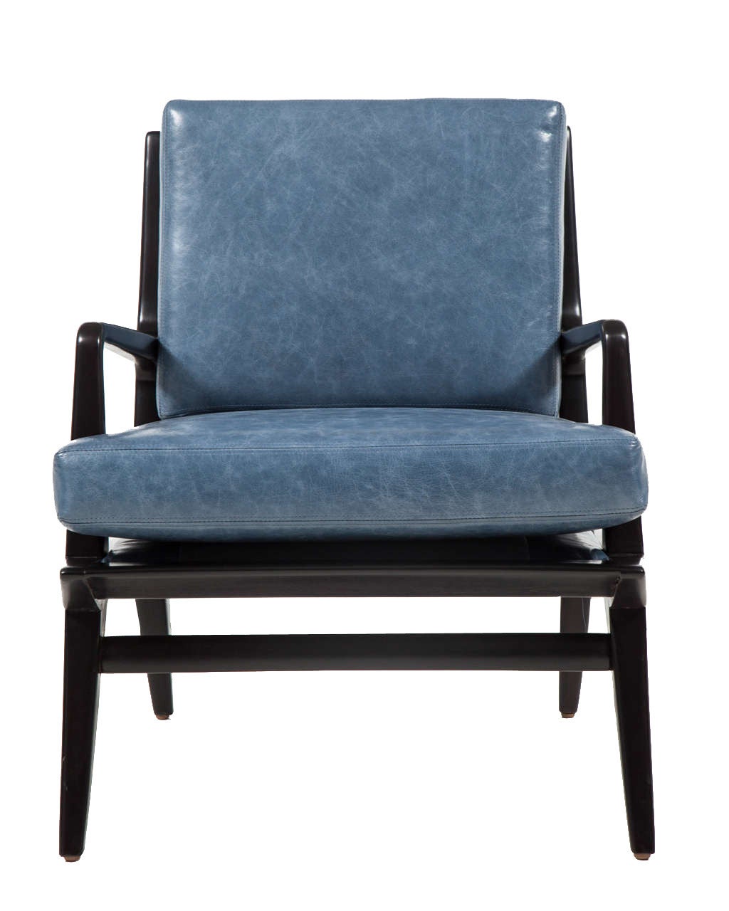 Landry open frame club chair in black lacquered frame with leather upholstery.
Measures:
Seat height-17” ,
seat depth -22”,
COM requirements: 4 yards.
5% up-charge for contrasting fabrics and or welting .
COL Requirements: 80 sq. feet .
5%