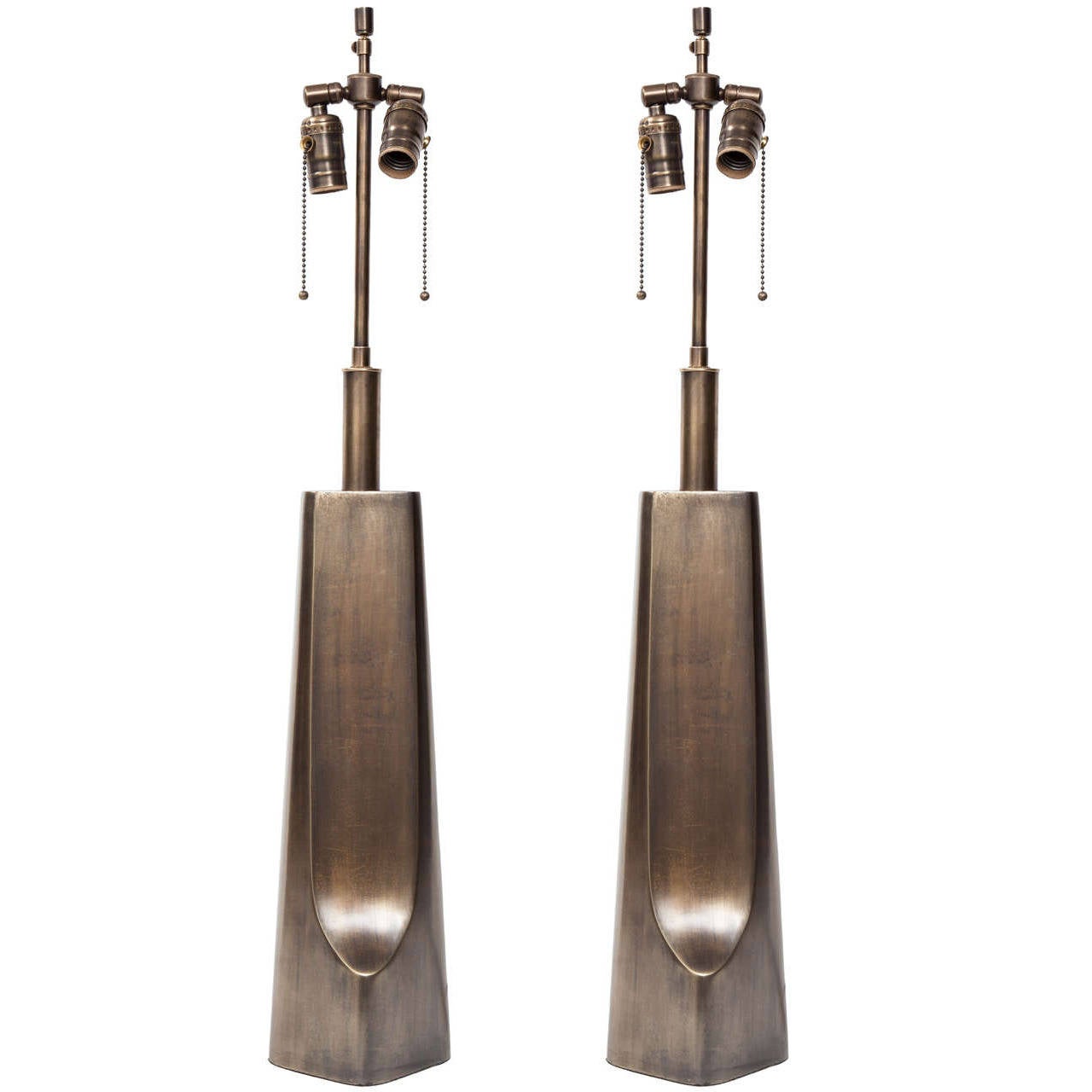 Pair of Bronze Laurel Table Lamps