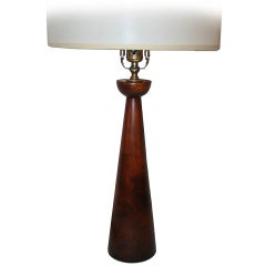 Vintage Solid Walnut Lathe Turned Table Lamp