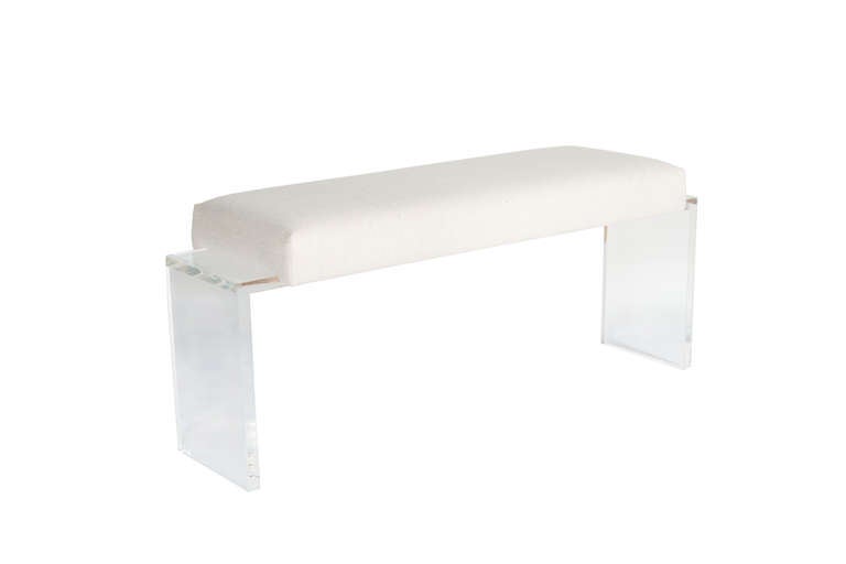 Moller Lucite Upholstered Bench In Excellent Condition For Sale In New York, NY