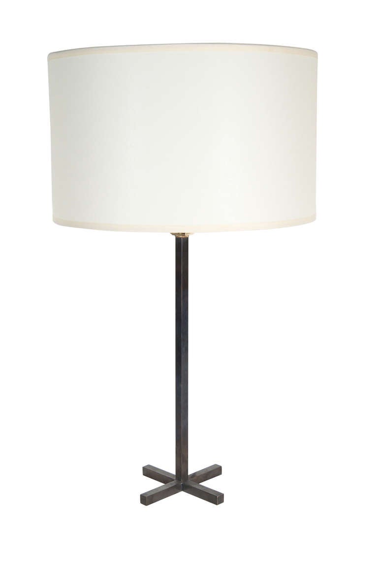 American Bud Bronze Table Lamp with X-Base For Sale