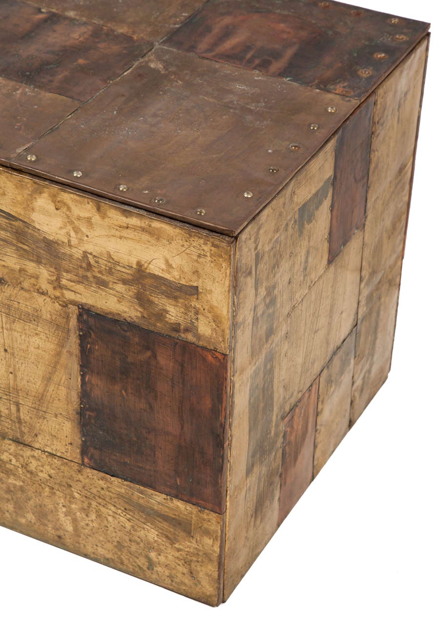 American Brutalist Patchwork Cube Occasional Table
