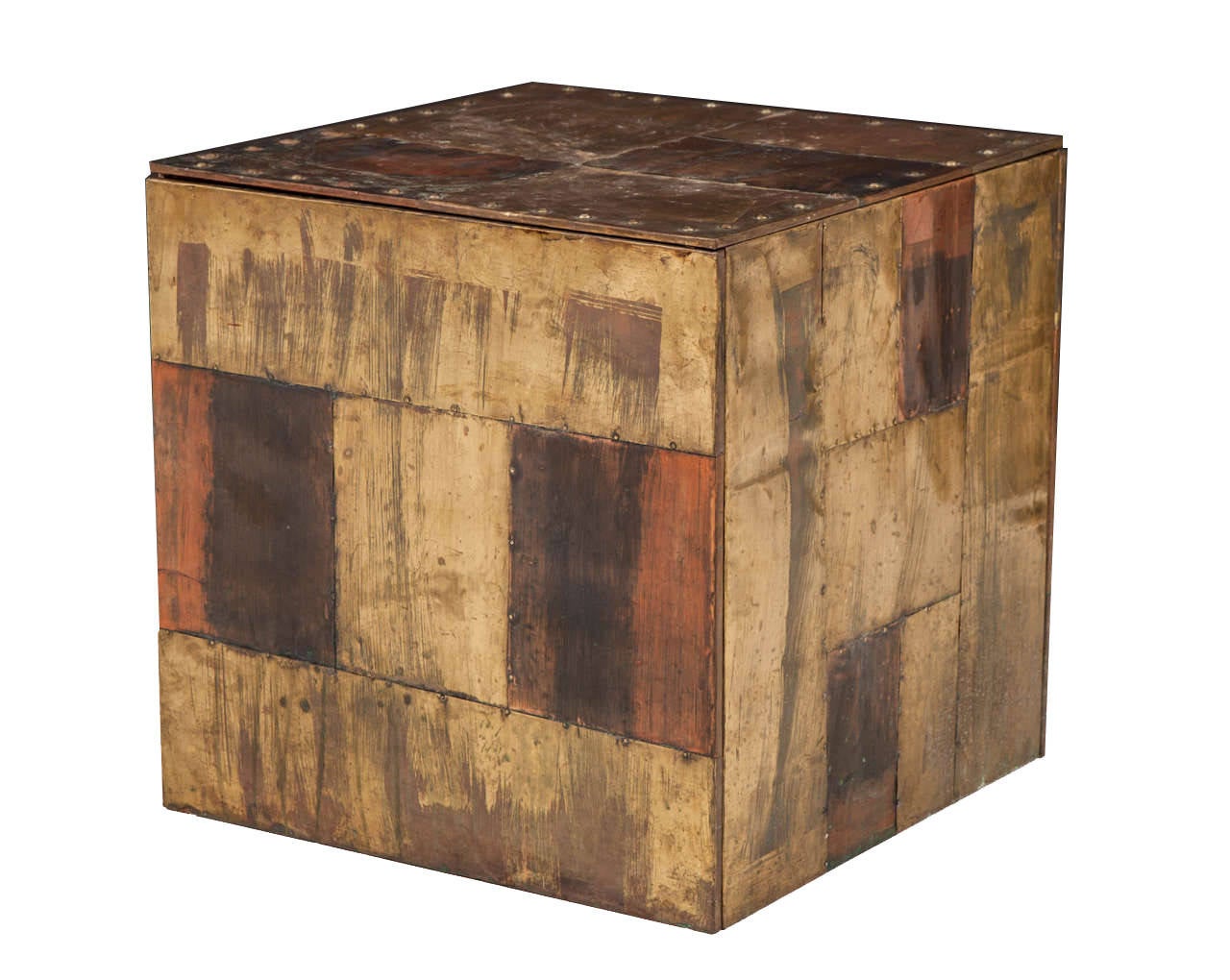 Brutalist Patchwork Cube Occasional Table In Excellent Condition In New York, NY