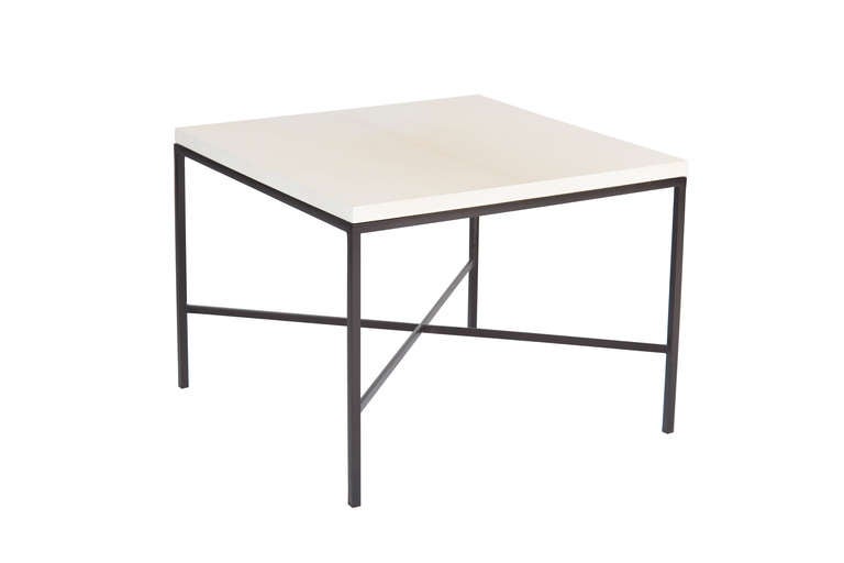 Blackened Trapp Parchment Top Side Table For Sale