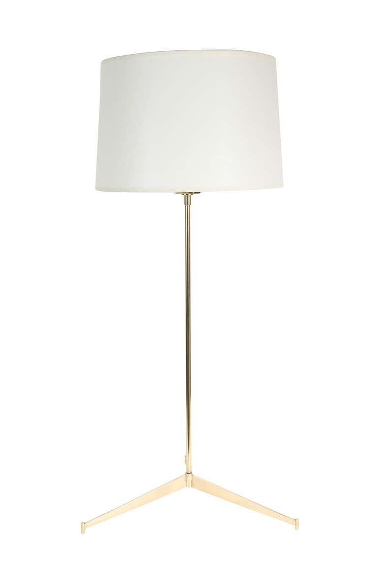 American Roy Brass Tripod Table Lamp For Sale