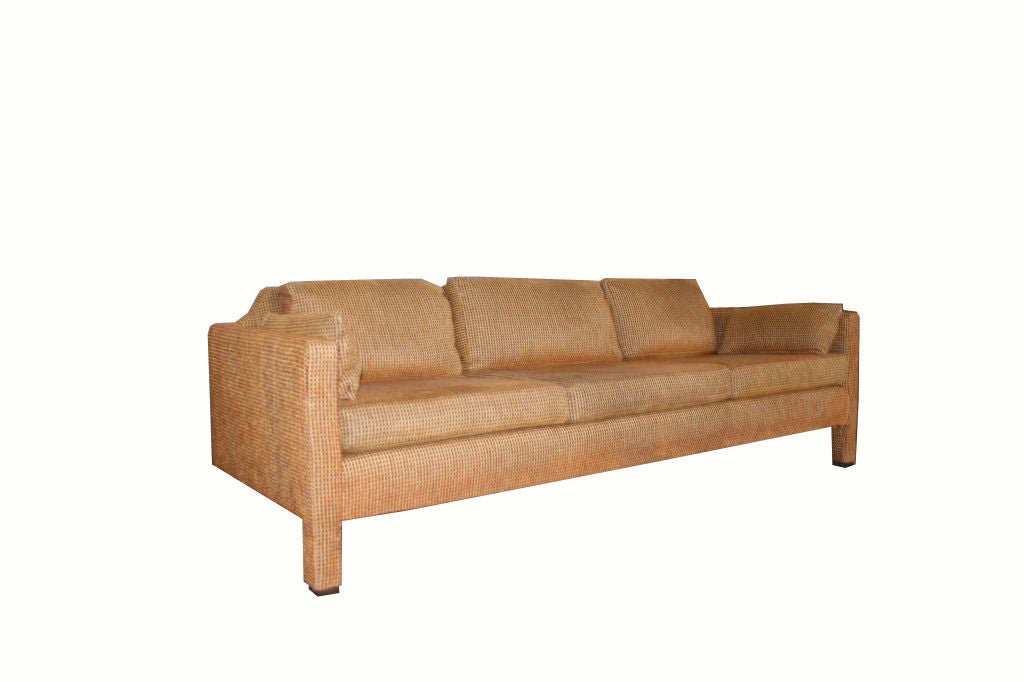Edward Wormley for Dunbar sofa Ca.1960 in all original condition.Full upholstered frame with parson style front legs and rounded backside corner detail.Loose cushion upholstery.