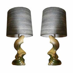 Pair of Heifetz Ceramic Biomorphic Table Lamps