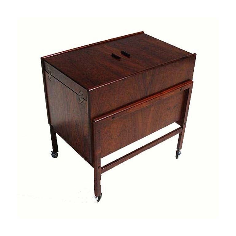 Danish Rosewood Rolling Bar Cabinet