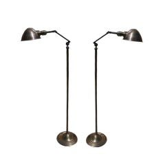 Rare Pair of Hubbell Adjustable Bronze Floor Lamps