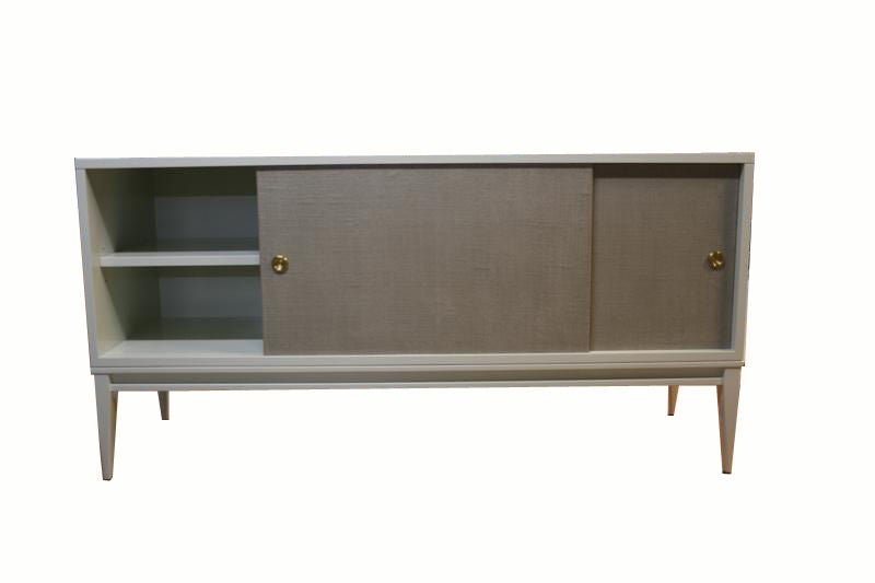 Bishop Lacquered Linen Door Console For Sale 4