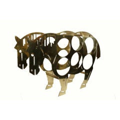 Italian Brass Horse Polished Brass Wine Rack