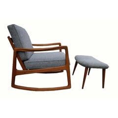 Vintage Ole Wanscher Rocking Chair For France and Daverkosen