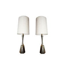 Laurel Studios Brass Faceted Sculptural Table Lamps