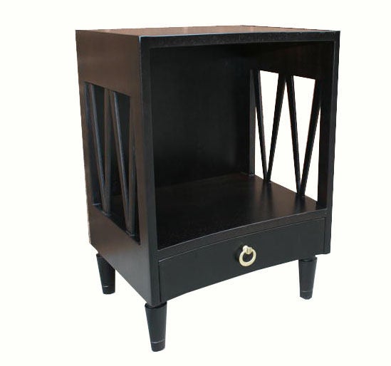 1940's Ebony Single Drawer Nightstands