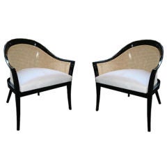 Pair of Harvey Probber Caned Arm Chairs