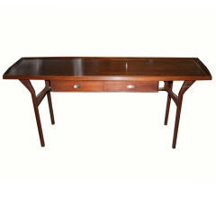 1960's Sculpted Form 2 Drawer Mahoghany Console Table