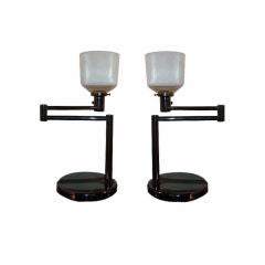 Nessen Black Nickel Swing Arm Table Lamps