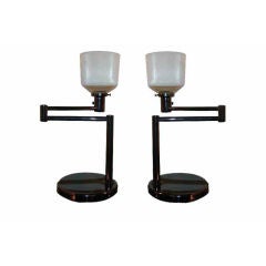 Nessen Black Nickel Swing Arm Table Lamps