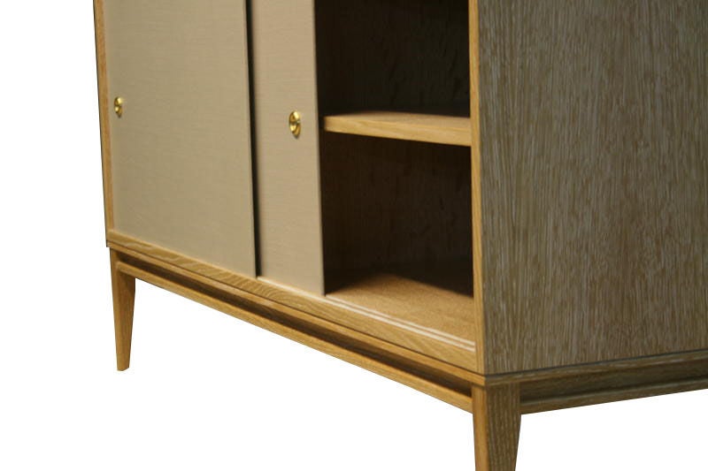 Bishop Lacquered Linen Door Console In Excellent Condition For Sale In New York, NY