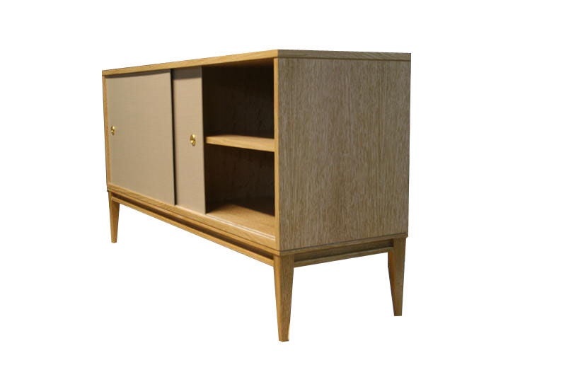 Contemporary Bishop Lacquered Linen Door Console For Sale
