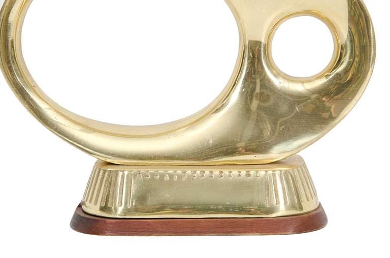 Mid-Century Polished Brass Sculptural Fish Table Lamp