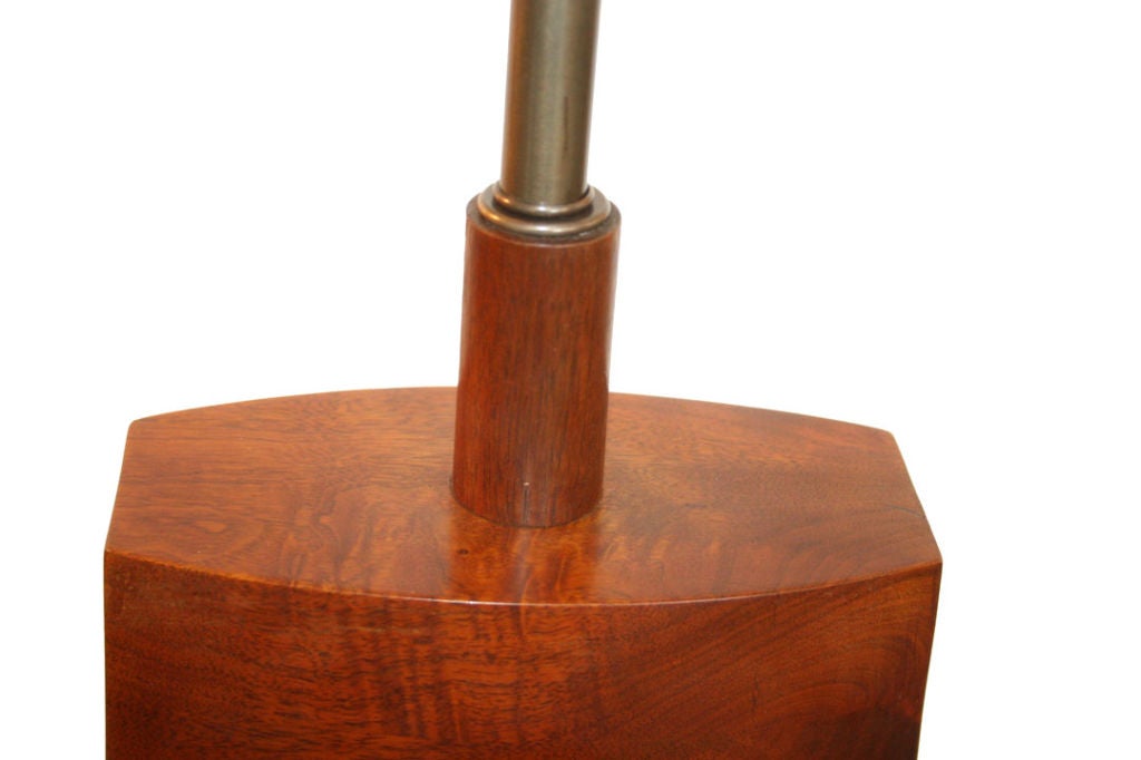 Bronze Solid Walnut Table Lamp, circa 1970 For Sale