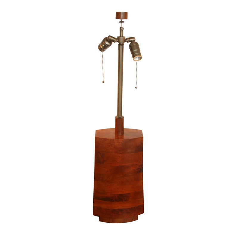 Solid Walnut Table Lamp, circa 1970 For Sale
