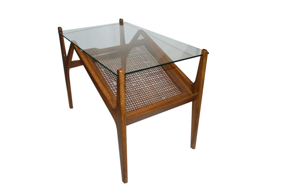 Italian Walnut and Glass Side Table