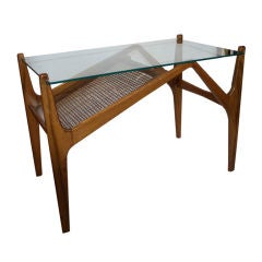 Italian Walnut and Glass Side Table