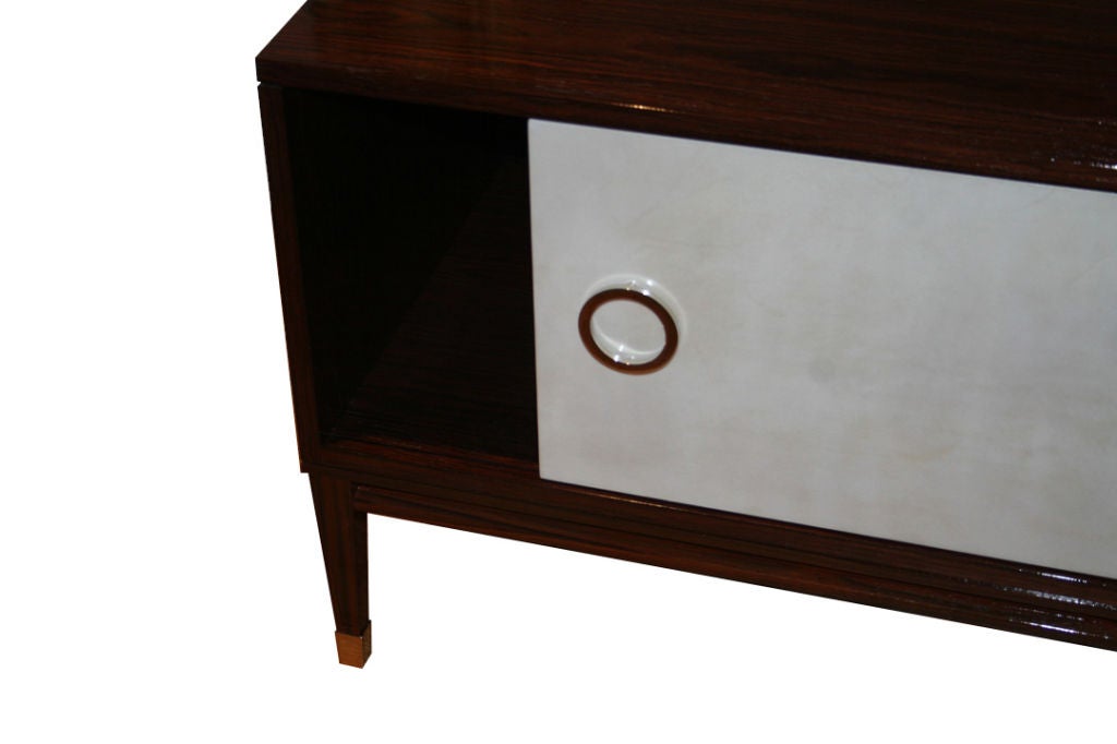 Ryan Parchment Door Rosewood Console In Excellent Condition For Sale In New York, NY