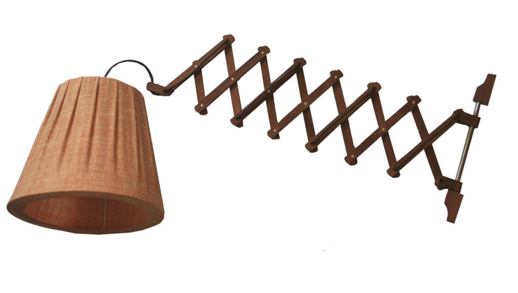 Danish Modern Scissor Arm Teak Wall Lamp 4