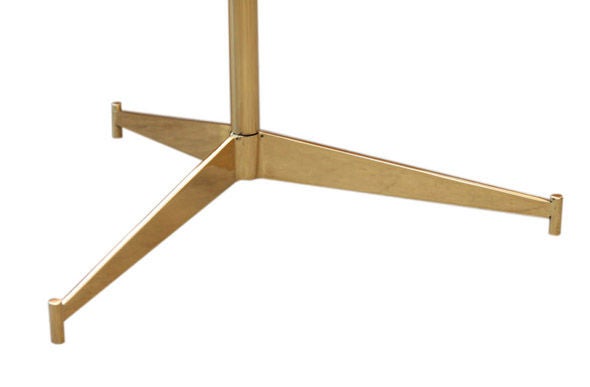 Mn Originals solid brass tripod side table with opaque glass tops made to order in a variety of sizes and finishes.

Custom orders have a lead time of 10-12 weeks FOB NYC. Lead time contingent upon selection of finishes, approval of shop drawings