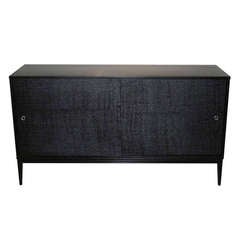 Paul McCobb Planner Group Ebonized Grass Cloth Credenza