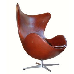 Arne Jacobsen Leather 1950's Fritz Hansen Egg Chair