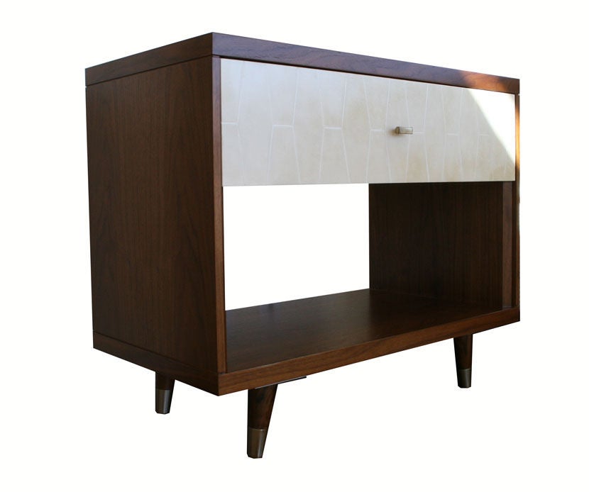 Francois Walnut and Parchment Nightstands For Sale 3