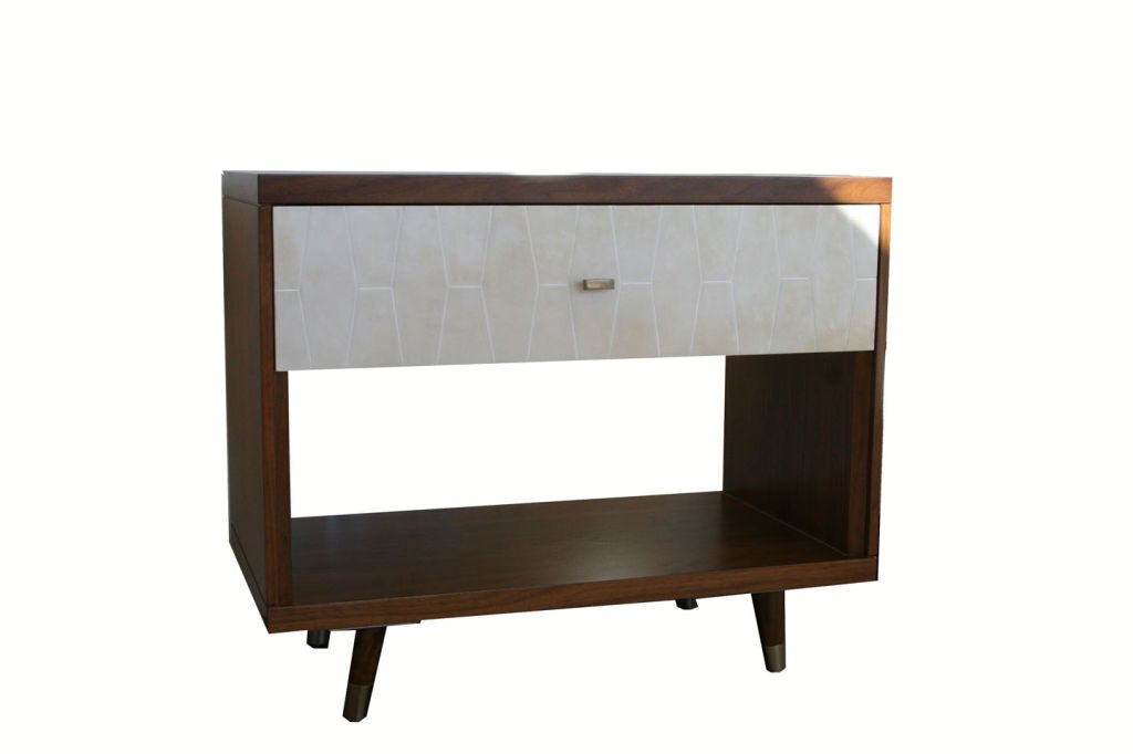 Contemporary Francois Walnut and Parchment Nightstands For Sale
