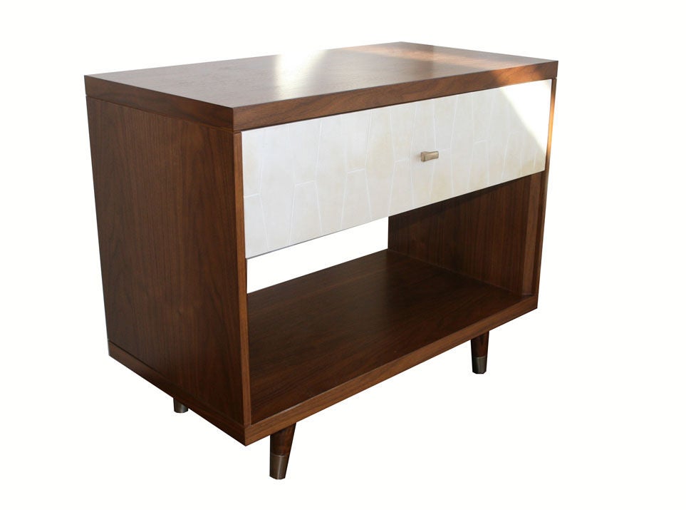 Francois Walnut and Parchment Nightstands For Sale 2