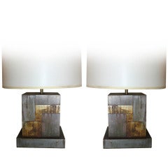 Mid-Century Brutalist Patchwork Table Lamps