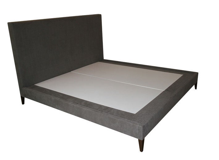 Upholstery Yuri Platform Bed on Walnut Legs For Sale