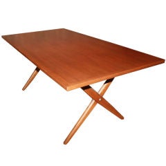 Hans Wegner X Base Trestle Teak Dining Table