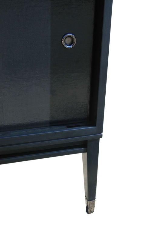 Bishop Lacquered Linen Door Console For Sale 1