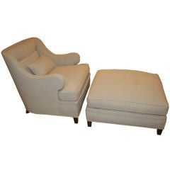 1950's Rolled Arm Club Chair and Ottoman